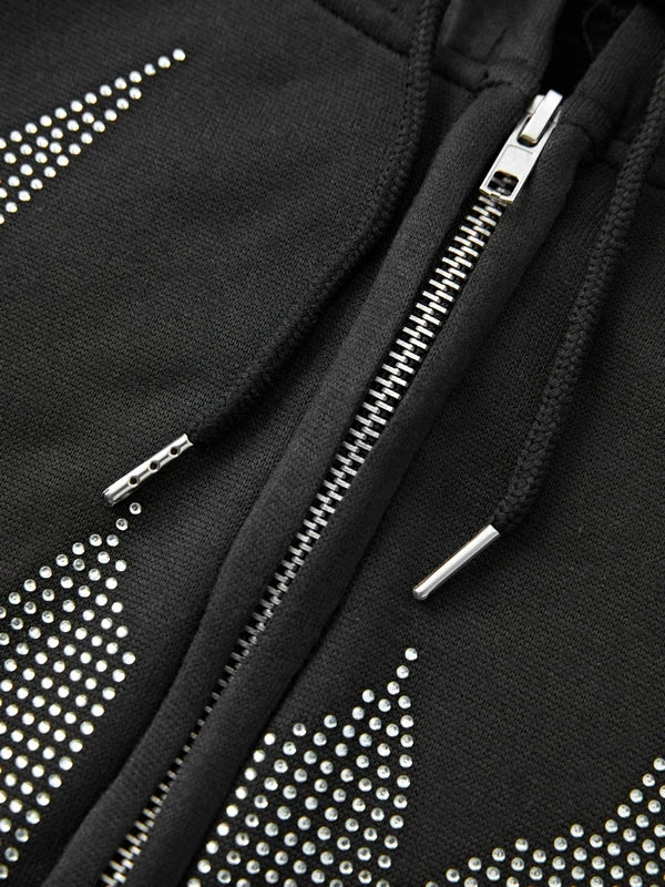 Dark Spider hot drilling Hoodie Pullover Sweatshirt Streetwear vintage Loose Hip Hop Punk