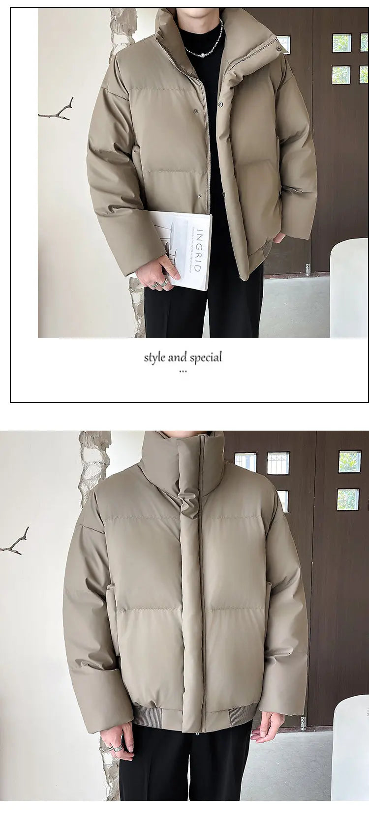 Winter Stand Collar Thicken Leather Short Jacket Men Fashion Loose Casual Warm Cotton-padded PU Leather Bomber Jacket Parka Coat