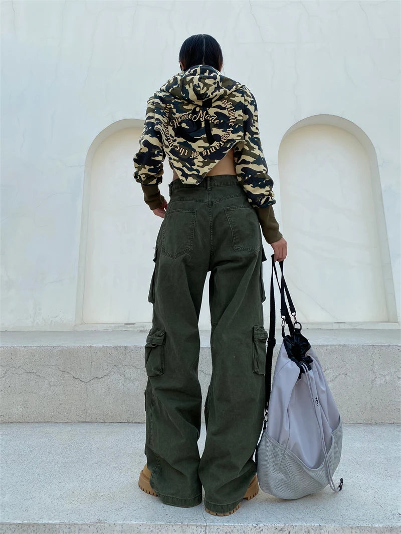 unisex hip hop pants retro cargo pant streetwear multi pockets zipper harajuku joggers new casual loose straight baggy trousers unique joggers style 2074