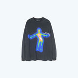 Vaporwave Aesthetic print tee – Distorted Portrait Printing Short Sleeved T Shirt Hip Hop Su