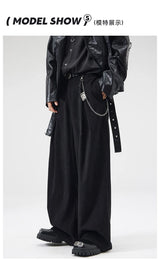 wide leg casual suit pants men japanese korean streetwear fashion loose cleanfit suit baggy pants cityboy long trousers unique default style 2158