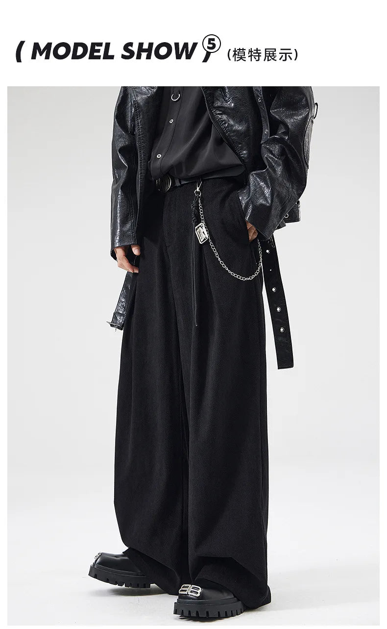 wide leg casual suit pants men japanese korean streetwear fashion loose cleanfit suit baggy pants cityboy long trousers unique default style 2158