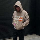 High Street Letter Foam Skull Vintage Fleece Hooded Hoodies Men And Wo