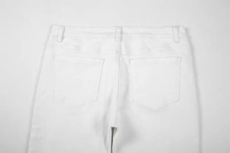high street white knee pleated vertical stripe elastic fit skinny jeans male casual small leg jeans pants slim mens clothing unique jeans style 3681