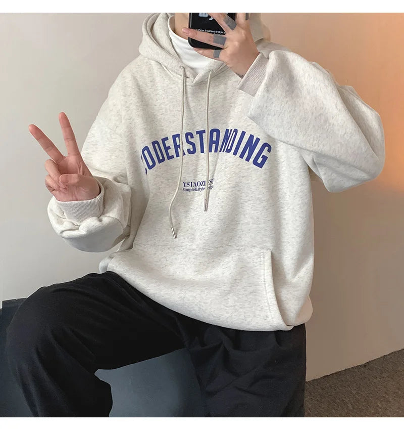 Autumn Mens Letter Design Printed Pullovers Hoodies Y2K Vintage Street