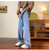 2023 korean fashion ankle zipper vintage brown men jeans pants luxury straight hip hop casual denim trousers pantalones hombre unique jeans style 248
