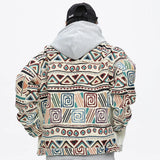 Fleece puffer nan graffiti zip-up windbreaker