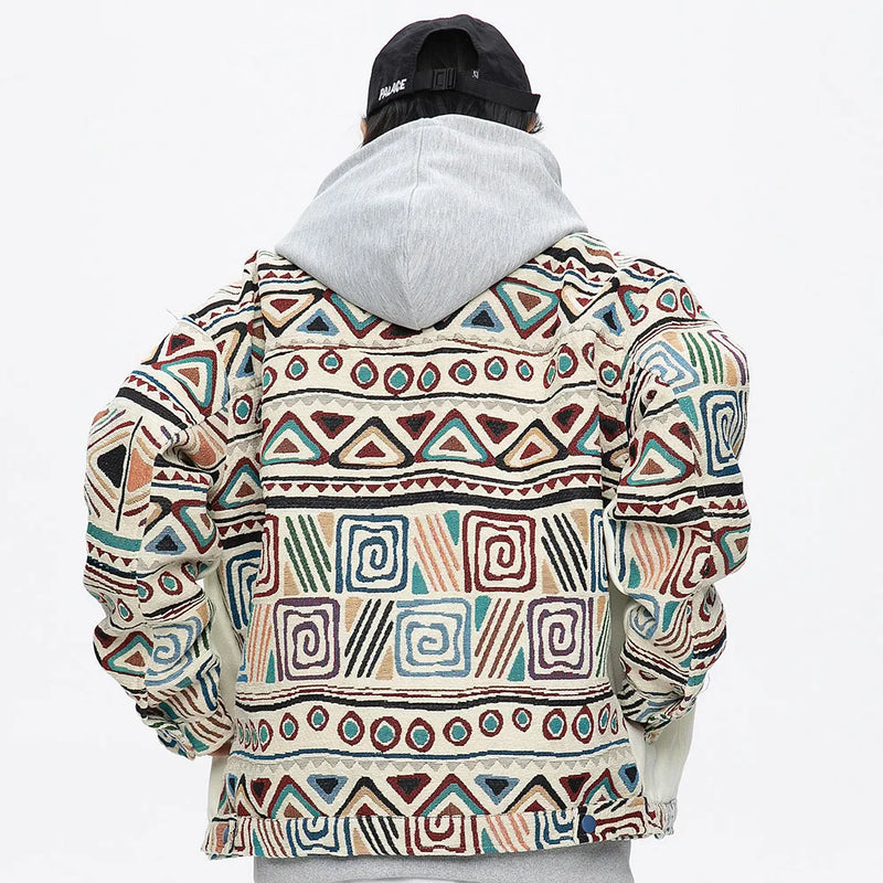 Fleece puffer nan graffiti zip-up windbreaker