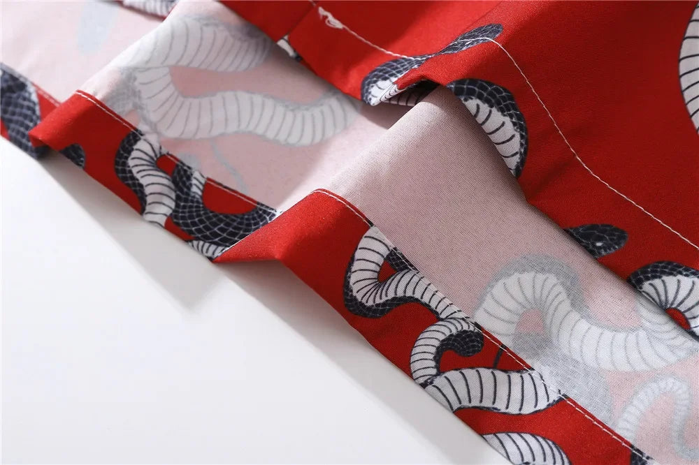 Dark Icon Snake Men's Shirt Short Sleeve Summer Vintage Polo Shirt Holiday Beach Shirts Man