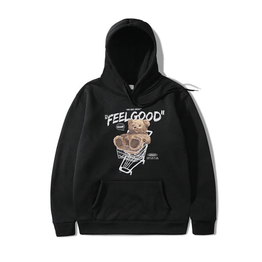 2022 Men Hip Hop Hoodie Sweatshirt Streetwear Bear Letter Shopping Car