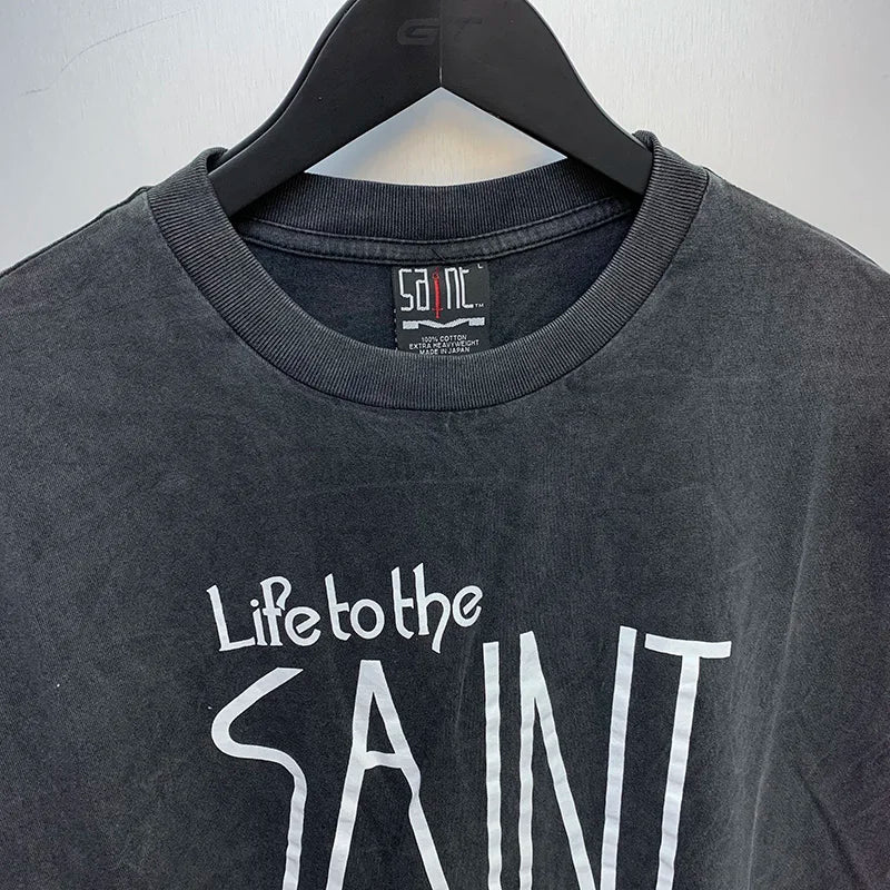 Trapwear Shirt – Vintage Wash Black Saint T Shirts Men Woman Best Quality Two – Urban Streetwear for Men & Women