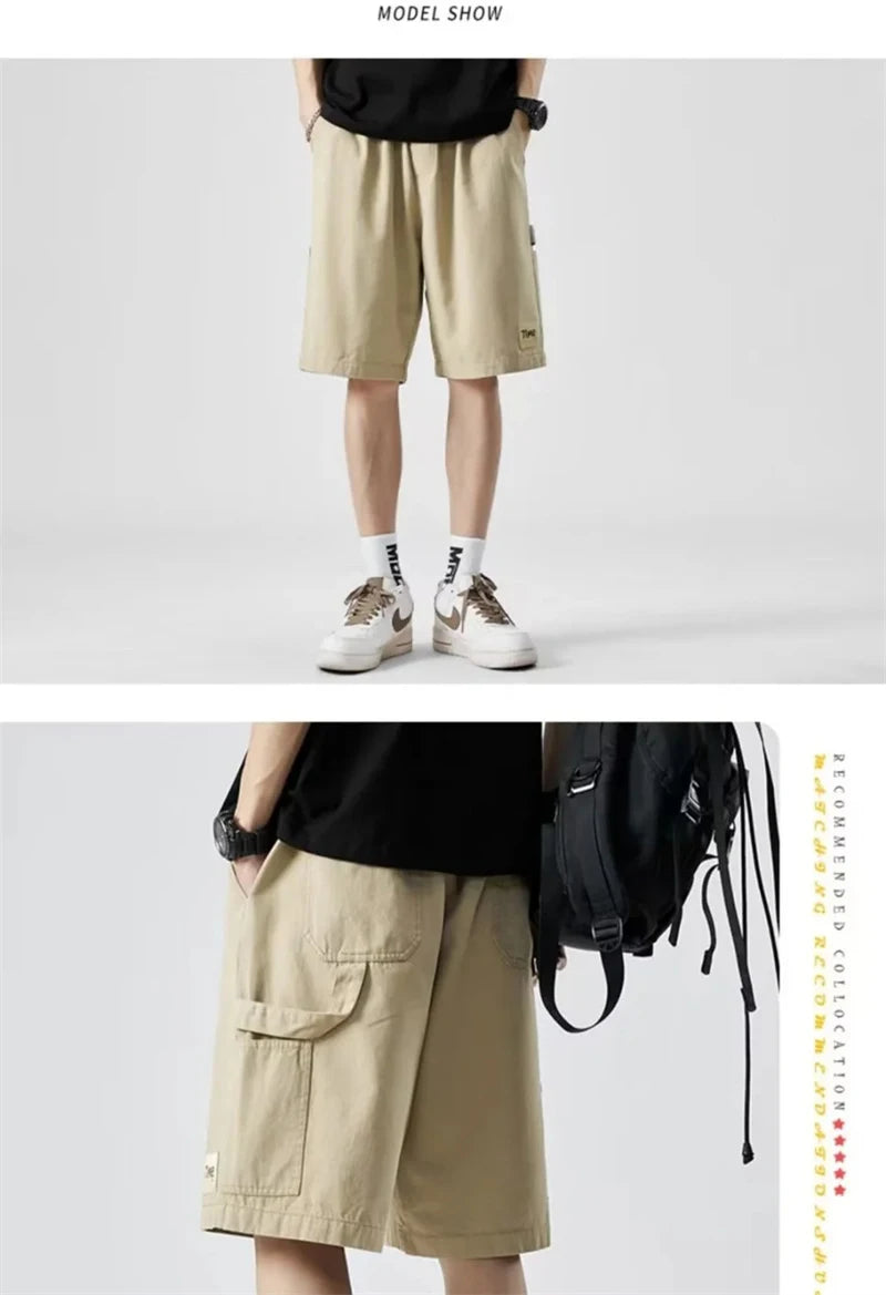 summer american casual retro shorts for men 2025 new loose straight short sweatpant streetwear fashion five point baggy bermudas unique joggers style 349