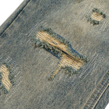 mens vintage ripped jeans distressed hole blue flared jeans trousers luxury designer male denim pants stacked flare jeans