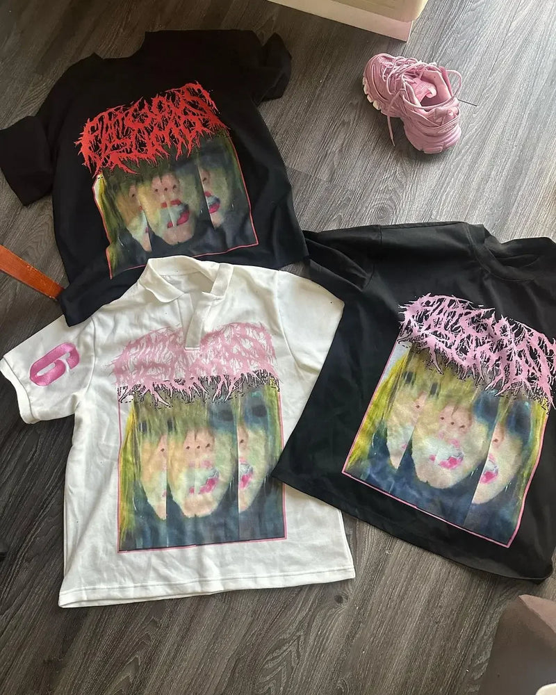 Skatercore Oversized shirt – Hip Hop Streetwear Cotton Short Sleeve Tops New Goth Style T