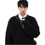 oversized knit pullover, fall/winter fashion, soft knit pullover with flame design, y2k fashion statement