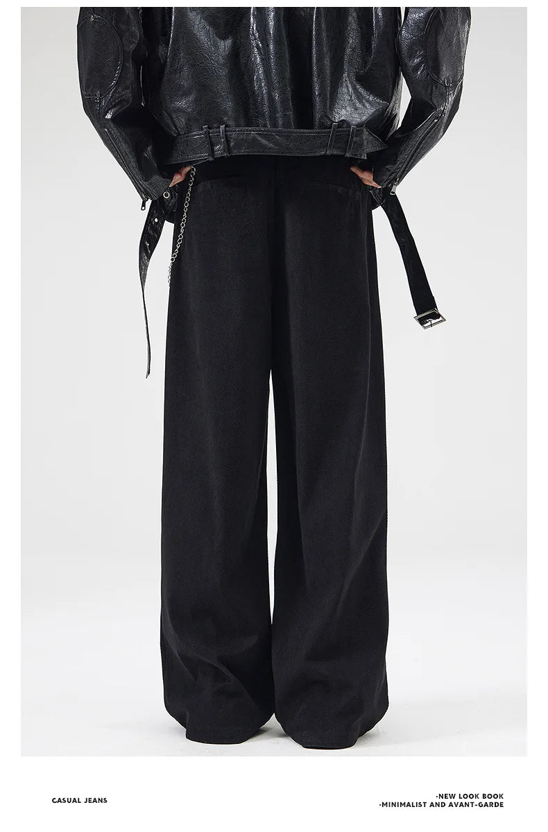 wide leg casual suit pants men japanese korean streetwear fashion loose cleanfit suit baggy pants cityboy long trousers unique default style 2161