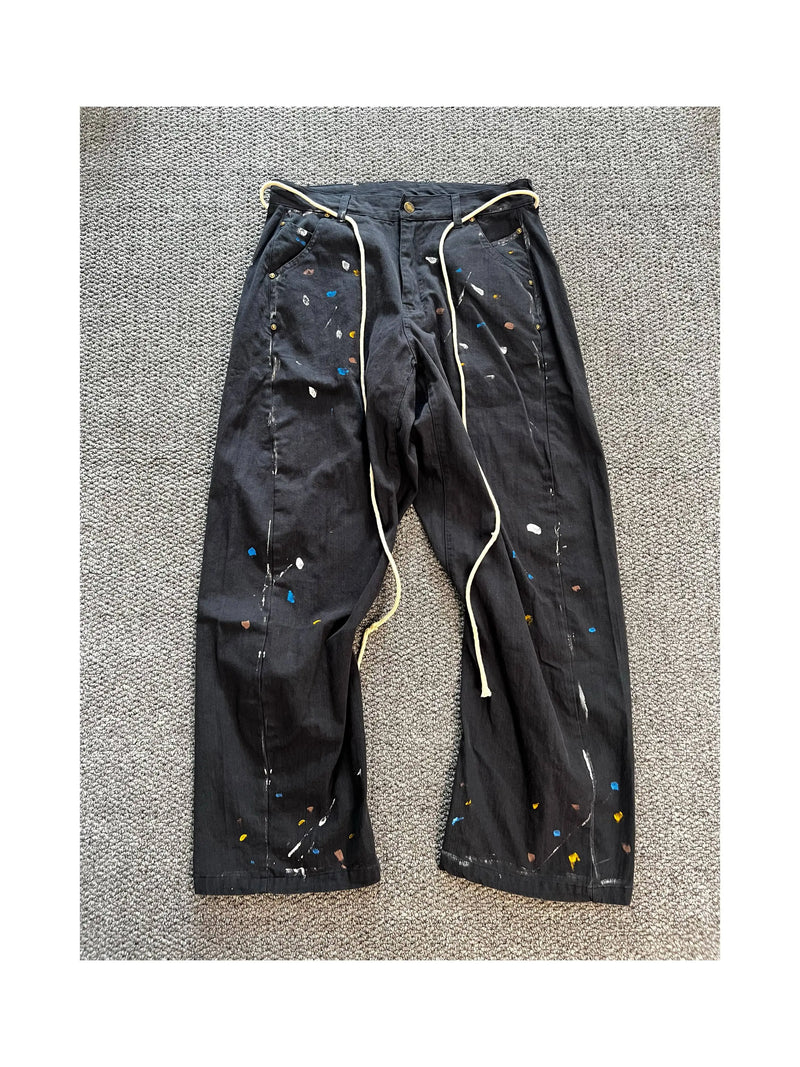 high new luxury men prefab twisted 8 pockets rope adjust waist ink comfortable cotton parkour sweat casual pants sweatpants 708 casual joggers