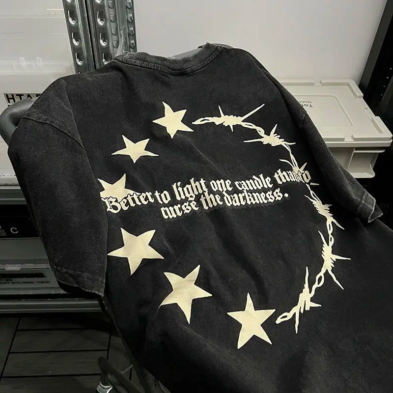 Trapwear Broken heart – Trendy Brand American Retro Anime Print Washed And Distresse