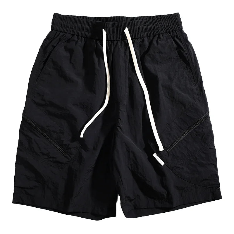 summer quick drying shorts mens loose straight casual sports pants thin breathable solid color zipper pocket cargo pants unique cargo style 949