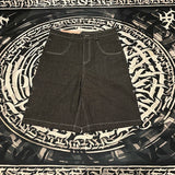 high street embroidery casual over knee summer jeans shorts mens wide leg baggy y2k denim short oversized five point pants unique jeans style 3552