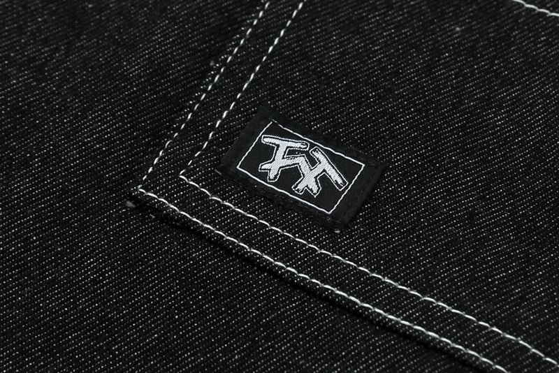 high street embroidery casual over knee summer jeans shorts mens wide leg baggy y2k denim short oversized five point pants unique jeans style 3560