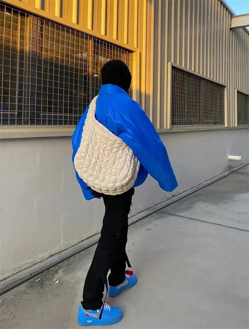 menswear fashion piece featuring kanye 2023 new high quality fashion high street plastic 3d cotton coat black blue design – premium quality jacket for men