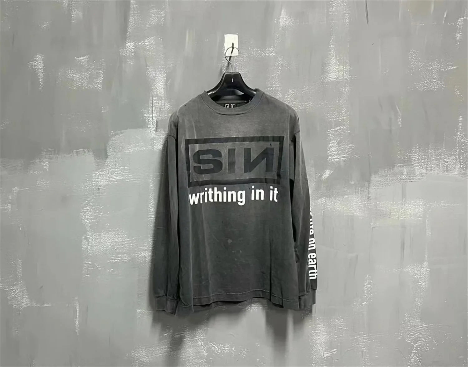 vaporwave oversized shirt featuring summer retro vintage sin print high street distressed worn cotton casual loose long sleeve t shirt pullover