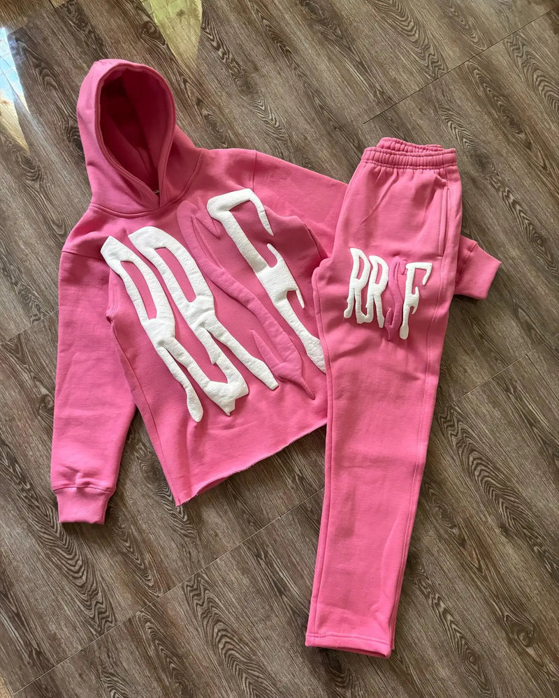 3D Letter Foam 2 Piece Set Tracksuit Men Y2k Set Sweatpants Tracksuit Men and Women Streetwear Hip Hop Casual Oversized Hoodie