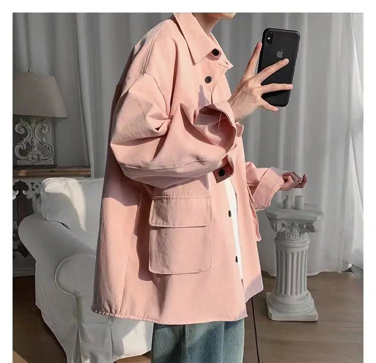 Original shirt men long-sleeved Korean style trendy loose handsome work shirt ins trendy brand spring