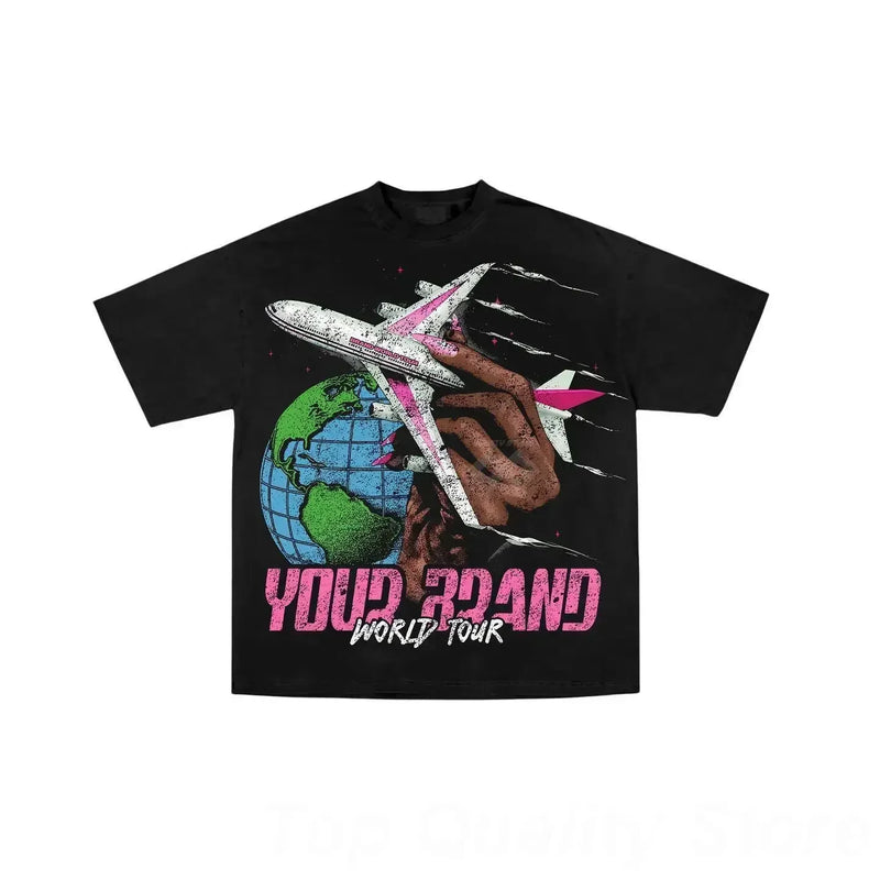 Vaporwave Anime panel – New Gothic Cartoon Toy Letter Printed Large Pattern T Shirt