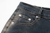 RO Style Gradient Washed Sashes Flare Jeans Unisex Streetwear Baggy Y2K Bell-bottoms Harajuku Loose Casual Denim Trousers