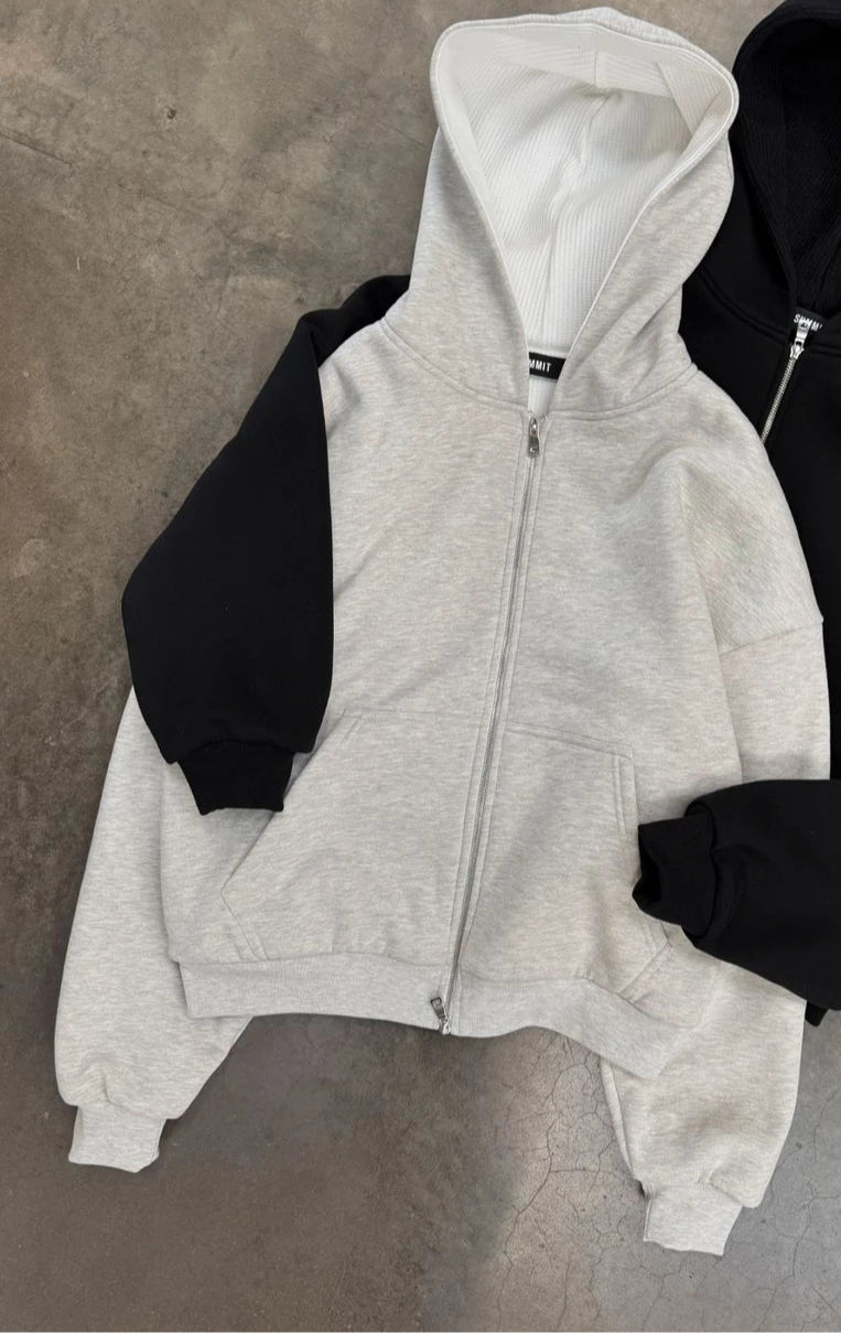 Streetwear Casual New White Zip Up Hoodie Fashion Sports Mens Womens L