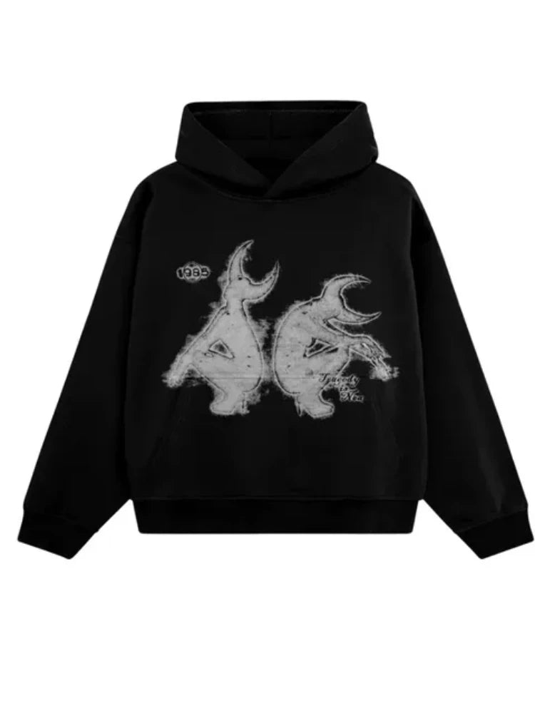 Y2K Womens Top Hoodies Sweatshirt Pullover Oversized Streetwear Vintage