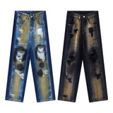 2024 hip hop ripped jeans y2k american style destroyed hole baggy denim pants wash vintage retro jean hipster vintage washed jeans