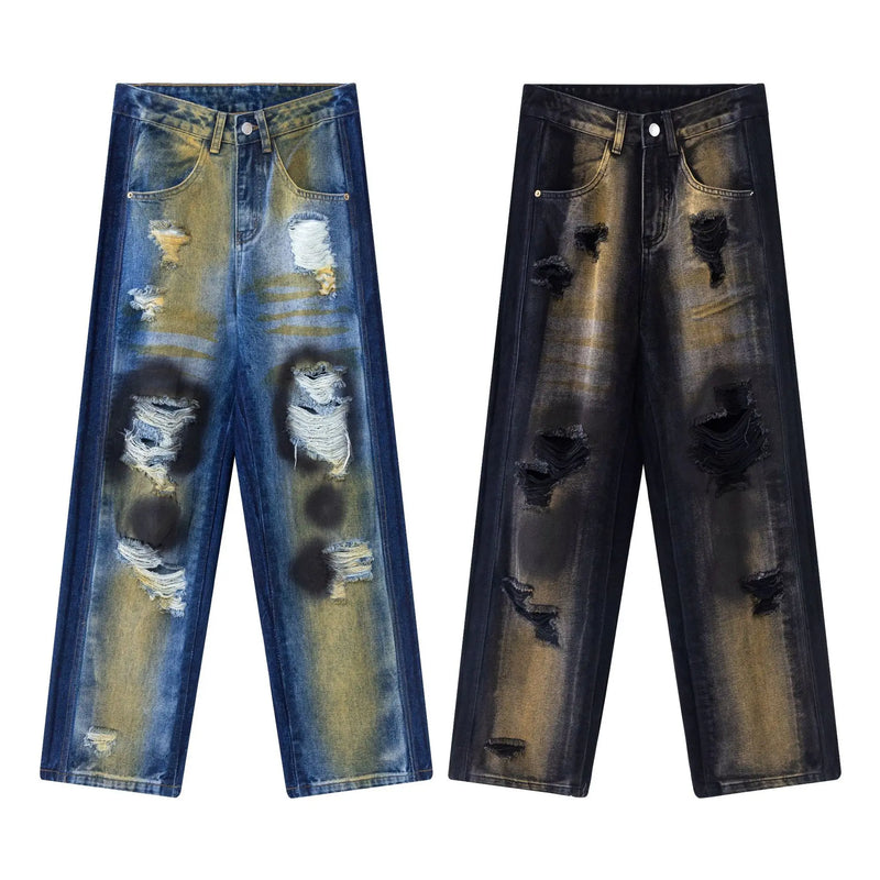 2024 hip hop ripped jeans y2k american style destroyed hole baggy denim pants wash vintage retro jean hipster vintage washed jeans