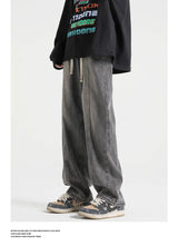 fashion loose streetwear denim pants unisex casual drewstring elastic waist jean pants hip hop trousers joggers mens baggy jeans unique joggers style 3260