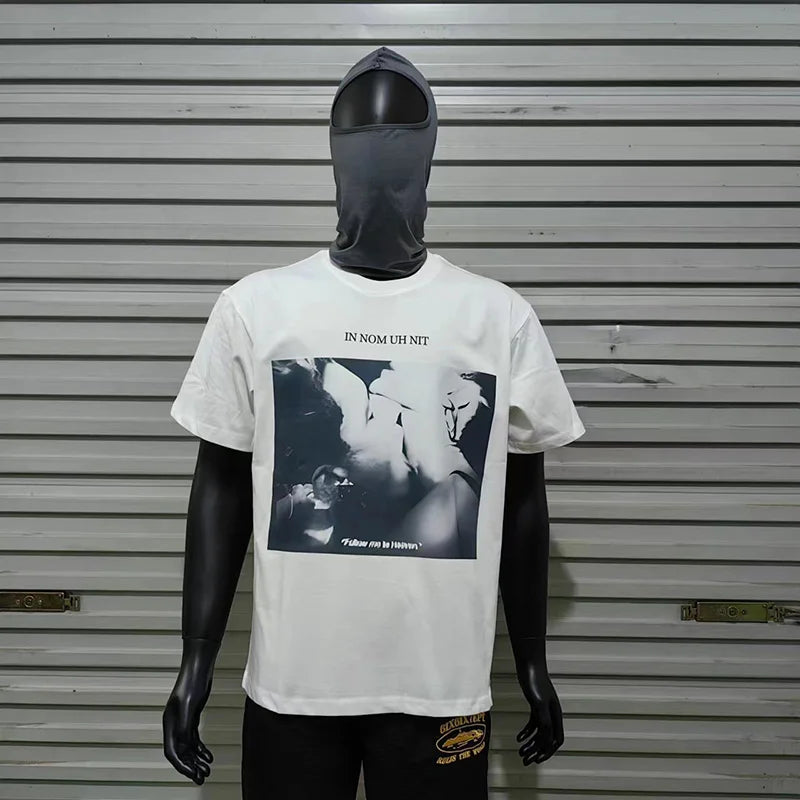 Glitchcore Fashion – High Quality Ih Nom Uh Nit T Shirt Masked Men Letter Printin – Urban Streetwear for Men & Women