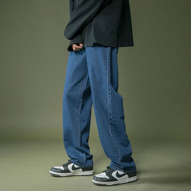 lappster men black baggy jeans streetwear 2023 harajuku casual straight pants male loose streetwear white graphic denim pants unique jeans style 2548