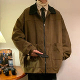American Retro 2024 Mens Bomber Jacket Windbreaker Casual Handsome Zip