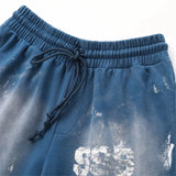 Saint Louis 24SS Future Vintage Splashing Ink Graffiti Making Dirty Water Making Old Drawstring Shorts For Summer