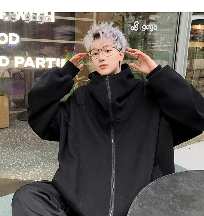 White Cardigan Sweatshirt Men 2024 Spring And Autumn New Style High En