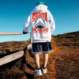 New In Anime Shark Graphic Printed Hooded Sweatshirts Men Hip Hop Fash