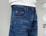 men bead streetwear fashion hip hop vibe loose casual wide leg straight denim jeans baggy pant man boyfriend jeans trousers denim street jeans
