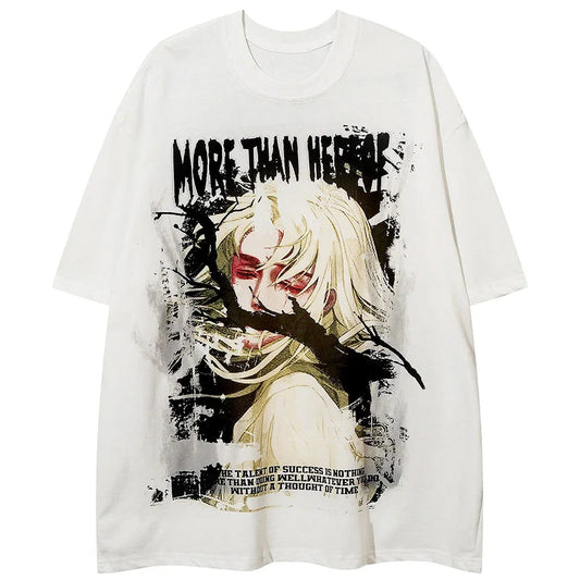 Vaporwave Aesthetic print tee – Aolamegs Men Oversized T Shirts Anime Cartoon Character Grap
