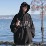 Spring and Autumn Trendy Hip Hop American High Street Men and Women Retro Letter Printed Hoodie Couple Loose Casual Top y2k