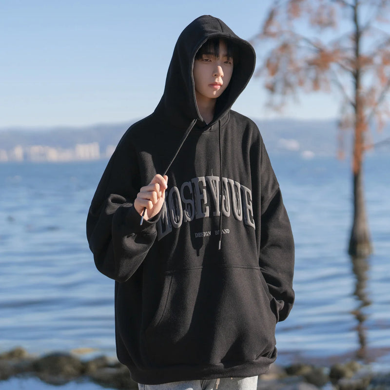 Spring and Autumn Trendy Hip Hop American High Street Men and Women Retro Letter Printed Hoodie Couple Loose Casual Top y2k