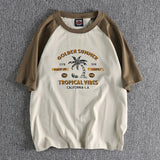 Y2k Melting smiley – Summer Mens Short Sleeved Casual Beach Wind Coconut Tree Pri