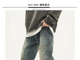 american high street trendy men and women trendy personalized straight tube washed jeans couple loose retro casual pants y2k unique jeans style 19