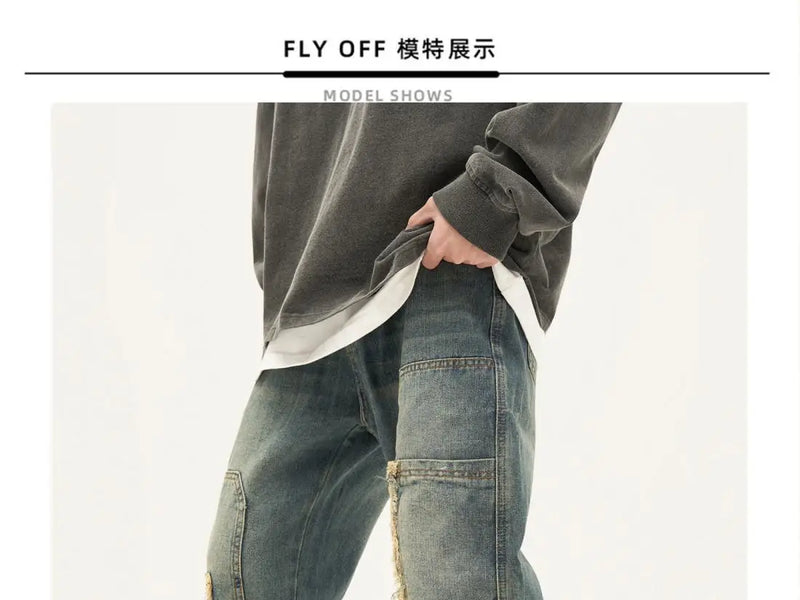 american high street trendy men and women trendy personalized straight tube washed jeans couple loose retro casual pants y2k unique jeans style 19
