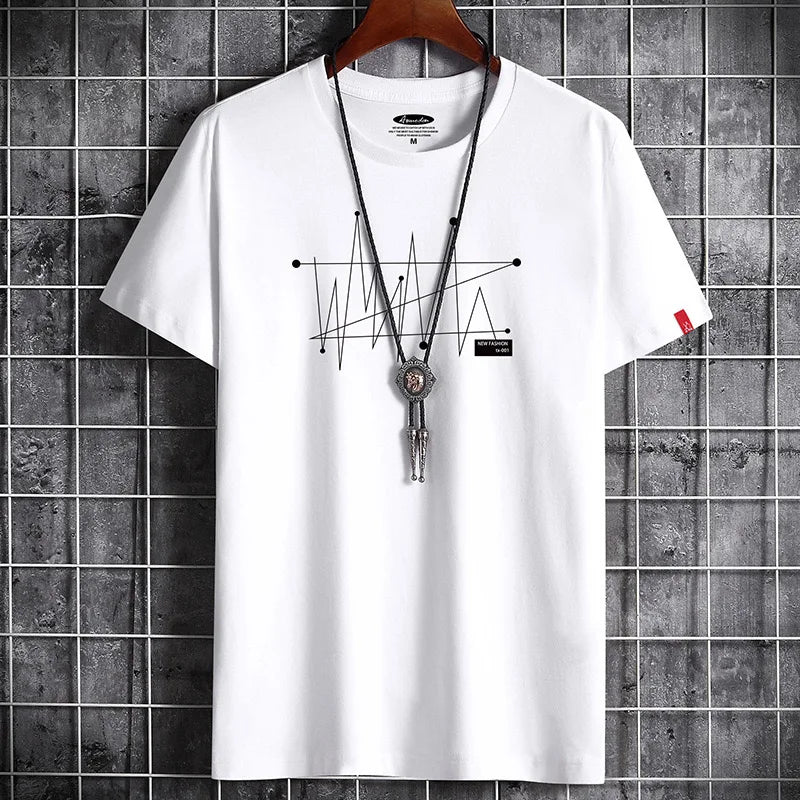 New Hotselling Summer Cotton Trend Print Round Neck Casual Tops T-Shirt